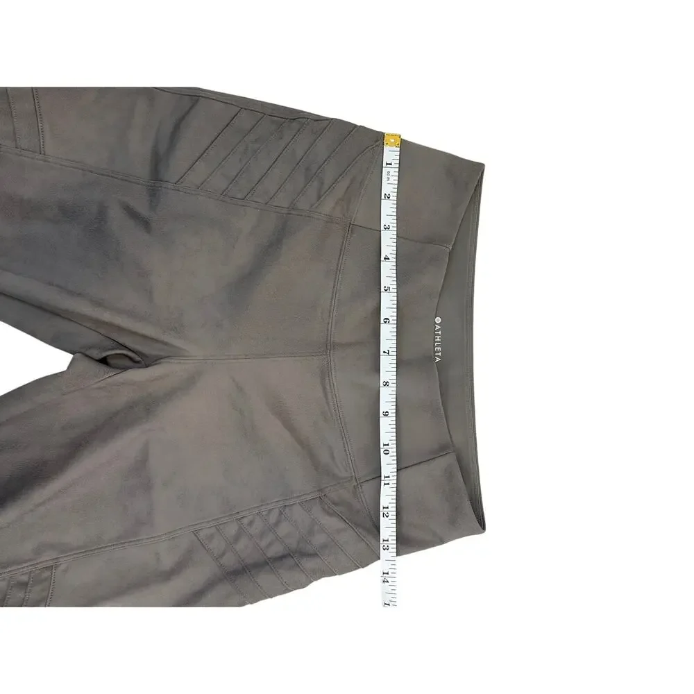 Athleta Delancey Moto Leggings Taupe Zip Pocket Size Small